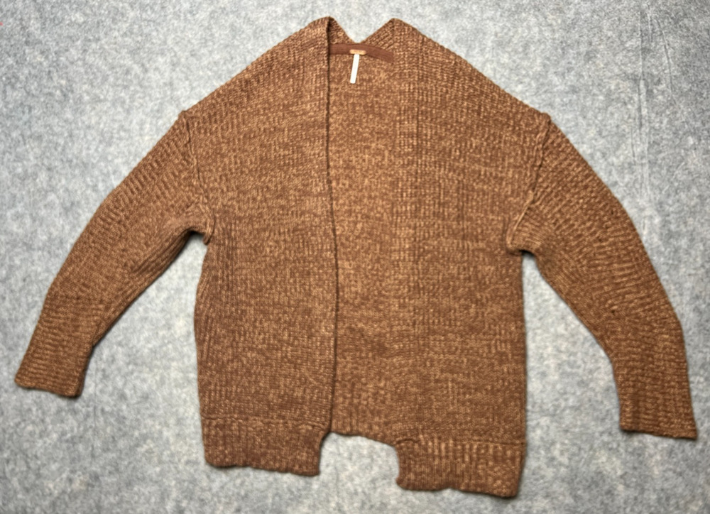 FREE PEOPLE Oversized Boho Sweater Rust Open Front Slouchy XS S